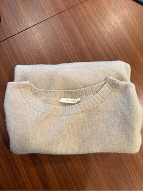 The Row Cream Cashmere Scoopneck Sweater
